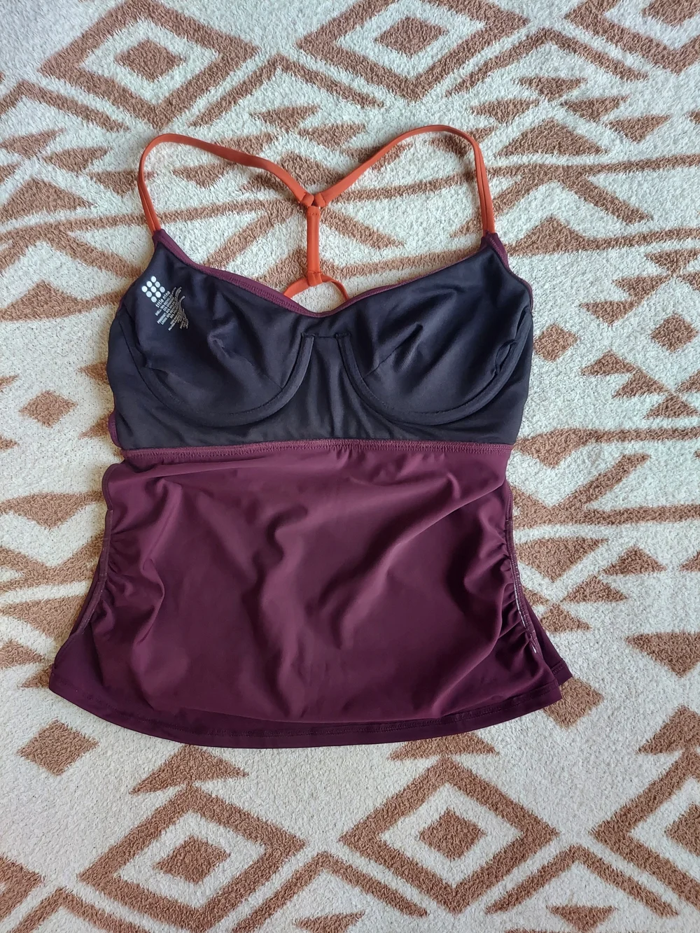 *NEW* Title Nine Tidal RAVE Tankini + High Waisted Bottoms Fig / Coral Color